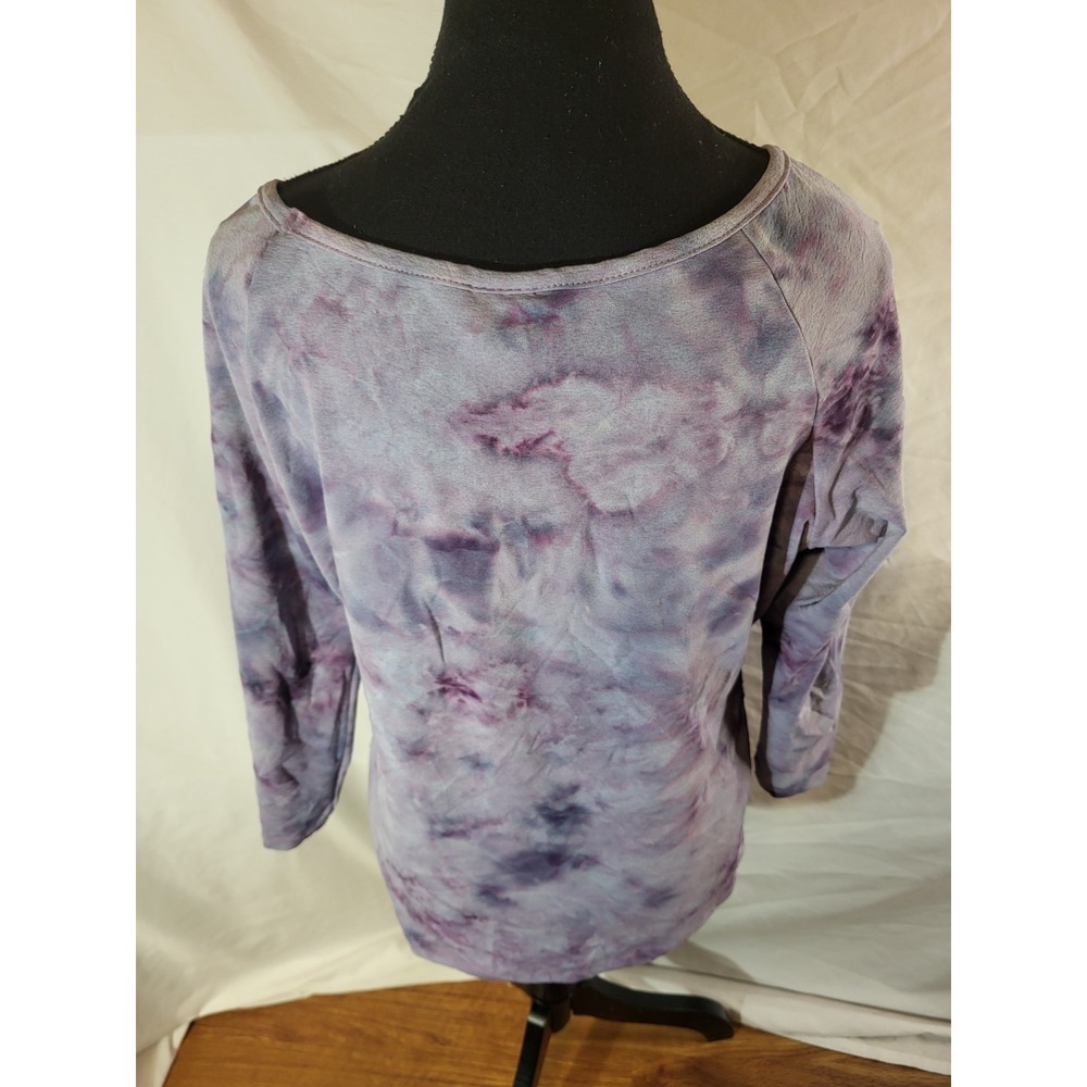 Vtge Y2K Fashion Bug Fairy Grunge Top L Tie Dye Sequin Embroidered USA Purple - Picture 5 of 6